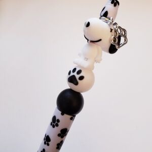 Handmade Paw Print 3D Snoopy Beaded Silicone Focal Bead Pen